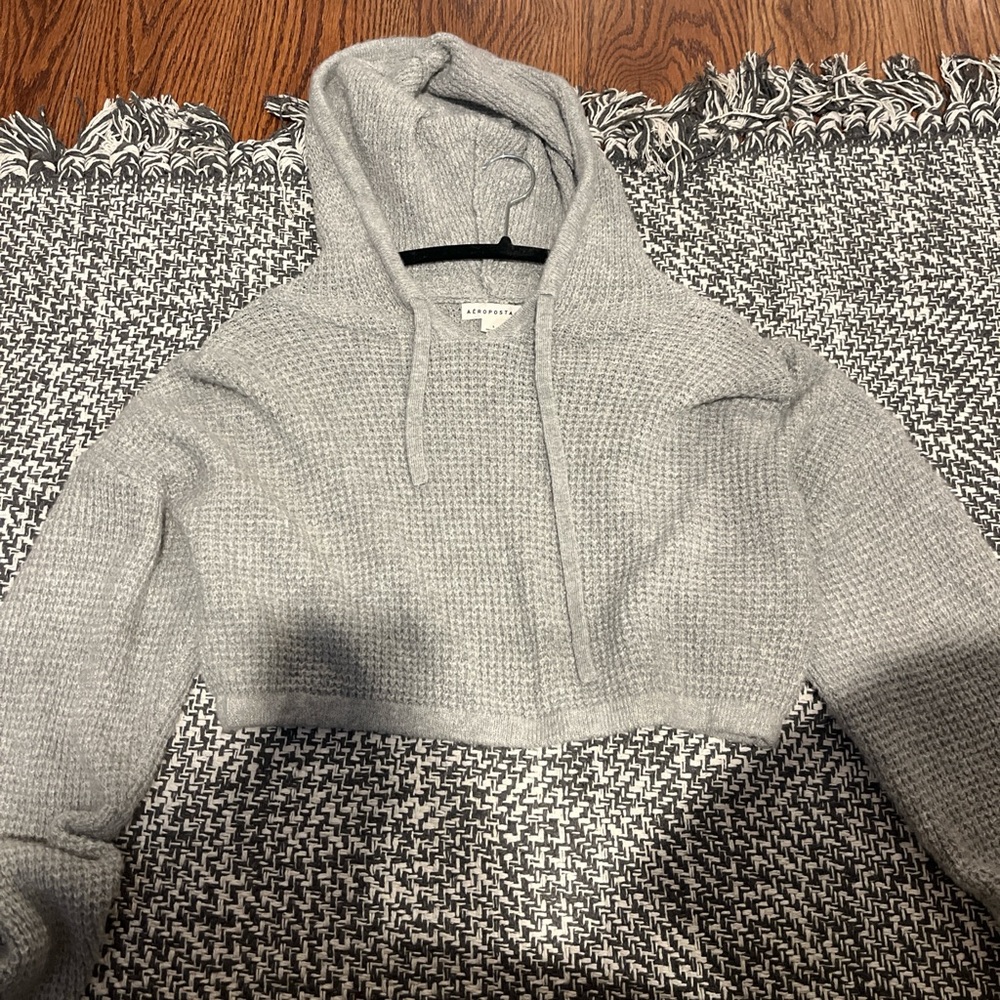 aeropostale cropped hoodie gray